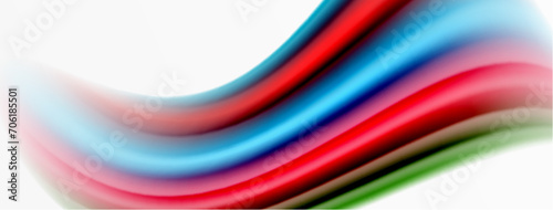 Rainbow color silk blurred wavy line background on white, luxuriously vibrant visually captivating backdrop. Stunning blend of colors reminiscent of rainbow, silky and gracefully blurred wavy pattern