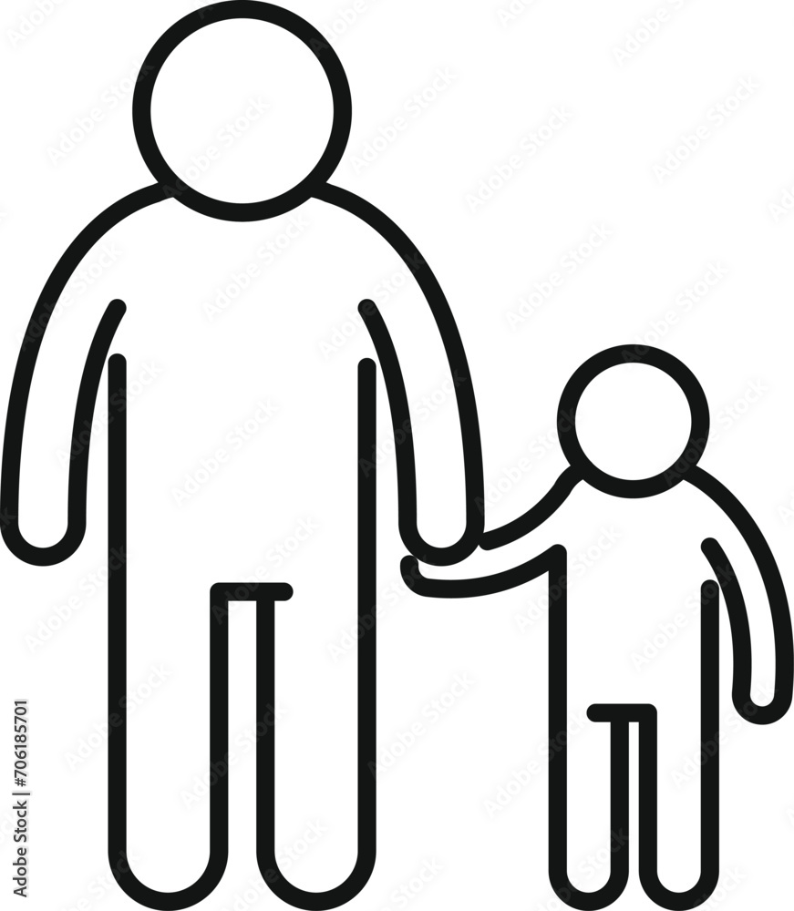 Family kid support icon outline vector. Unit shield. Protect adoption