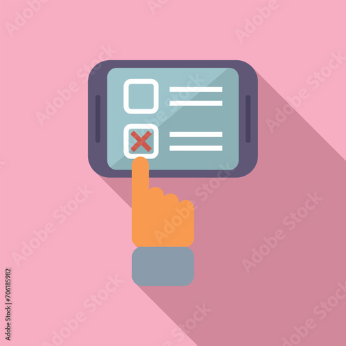 Table polling booth icon flat vector. Democracy choice. Vote poll people