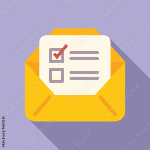 Mail polling booth icon flat vector. People vote. Machine talking report