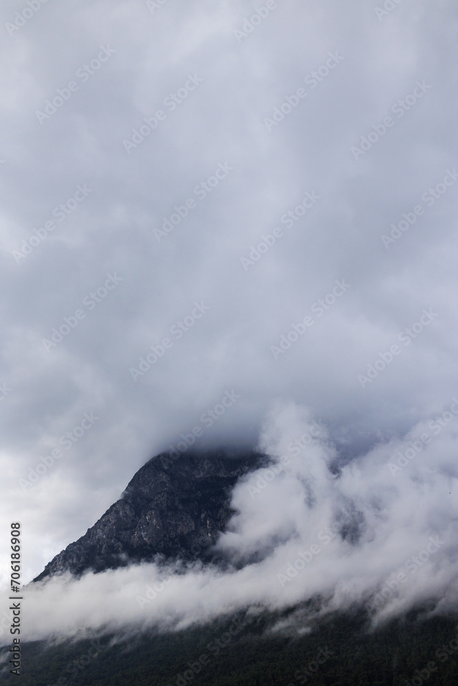 Mountain landscape. rain clouds over the mountain.  Turkey.