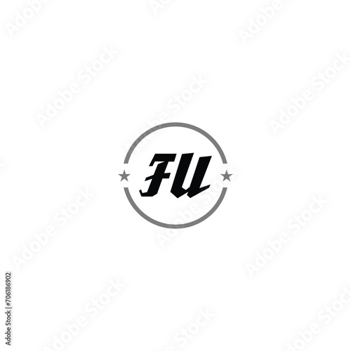 Logo ikon huruf awal F U berwarna hitam putih yang kreatif, modern, elegan, trendi, unik, dan artistik. Templat desain logo ikon huruf F U. Simbol awal F U yang kreatif.