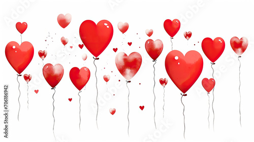balloons  confetti for Valentine s Day. Background for a greeting card on the day of love