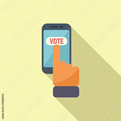 Smartphone vote online icon flat vector. Ballot choice. Debate talking