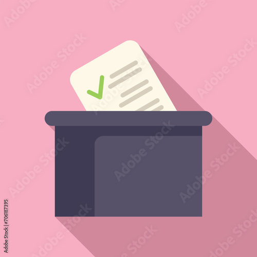 Ballot paper box icon flat vector. Speaker citizen. State place