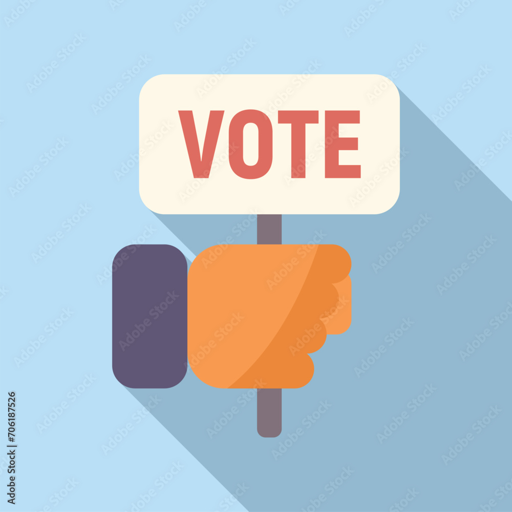 Vote banner hand icon flat vector. Report happy. Machine state place Vote banner hand icon flat vector. Report happy. Machine state place