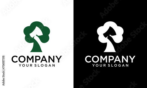 simple abstract tree ax vector logo. Axe, Lumberjack, Wood Logging emblem or badge. Ax sticking in stump. Woodwork, timber symbol vector illustration