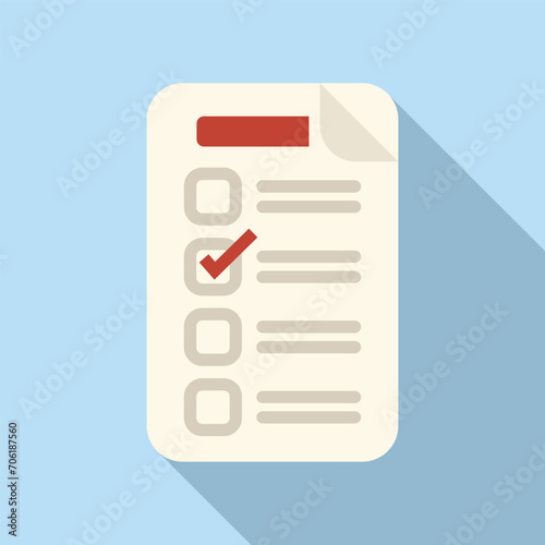 Vote paper icon flat vector. Ballot polling booth. Talking report