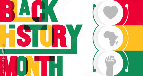 African American Black history month 2024 colorful lettering typography with background Celebrated February in united state and Canada. Juneteenth Independence Day. Kwanzaa.