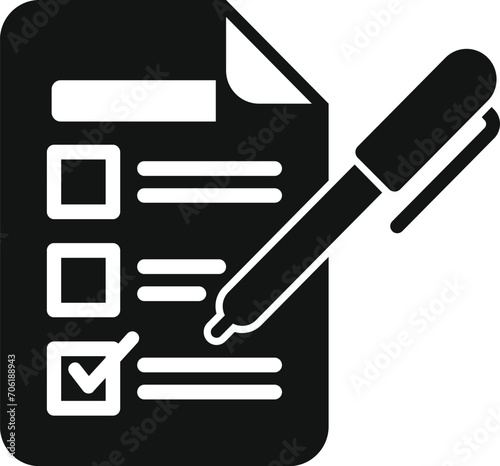 List paper ballot icon simple vector. Polling booth. Poll vote people