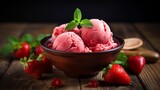 Strawberry Ice Cream Bowl With Mint