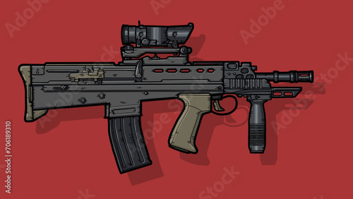 Graphic image of assault riffle