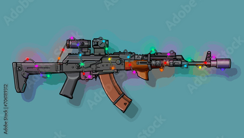 Graphic image of assault riffle