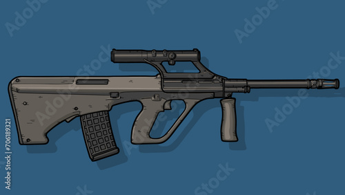 Graphic image of assault riffle