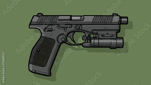 Picture of pistol with flashlight