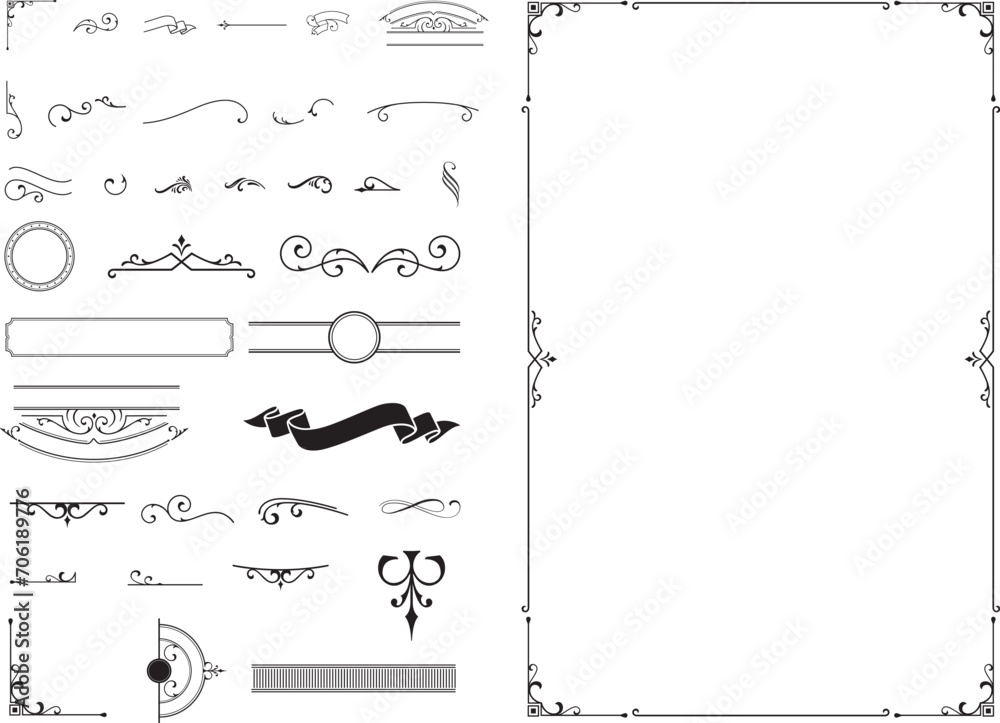 Baroque fine line frame clipart, Fine art wedding , EPS vector clipart
