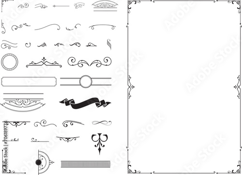 Baroque fine line frame clipart, Fine art wedding , EPS vector clipart