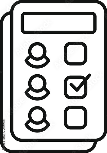 Ballot paper icon outline vector. Vote person. Debate talking report