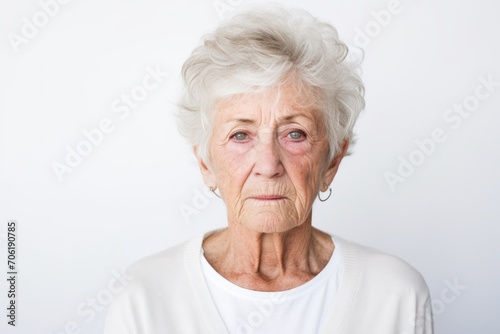 Elderly woman serious face portrait