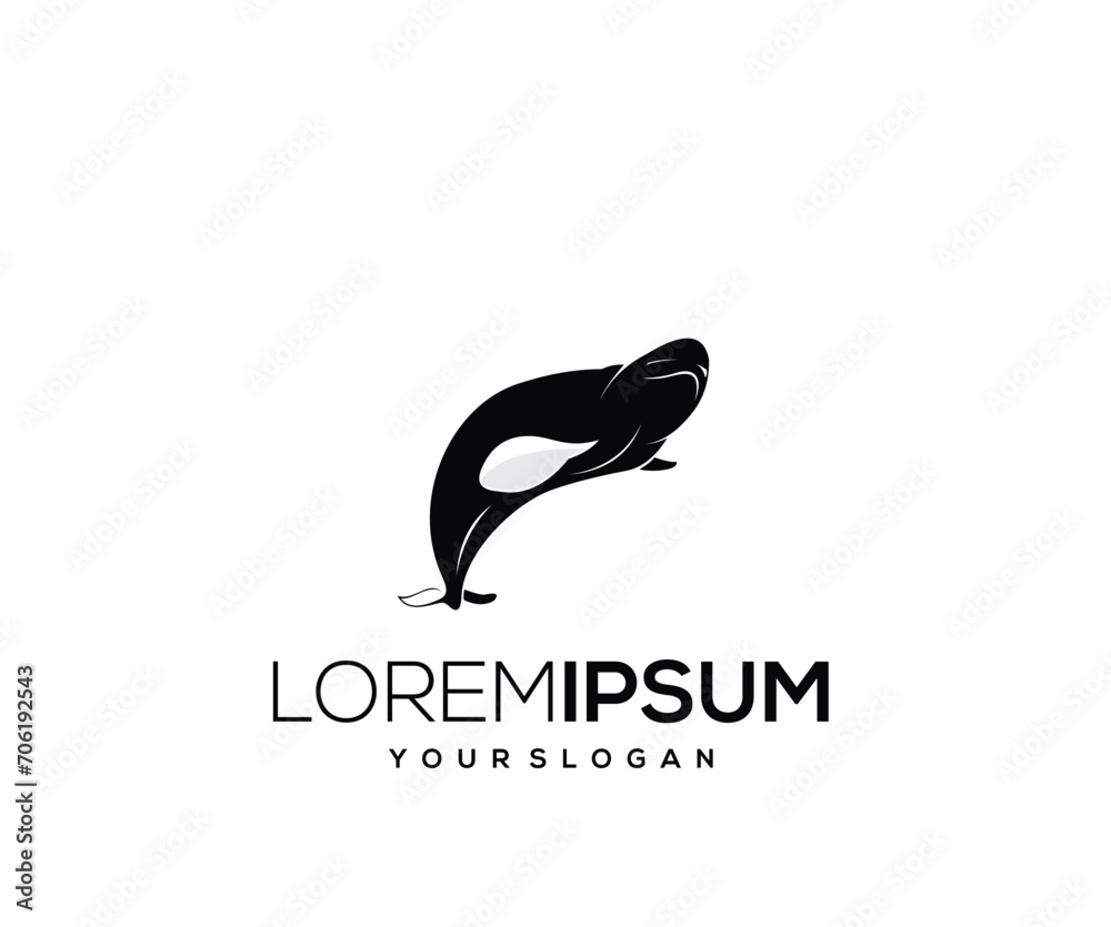 Dugong Fish Silhouette Design Logo