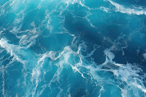 sea water texture ,surface waves on the beach, Blue sea surface, top view © Planetz
