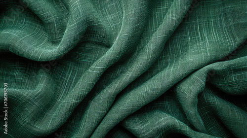 green silk satin Fabric  Dark green linen texture 