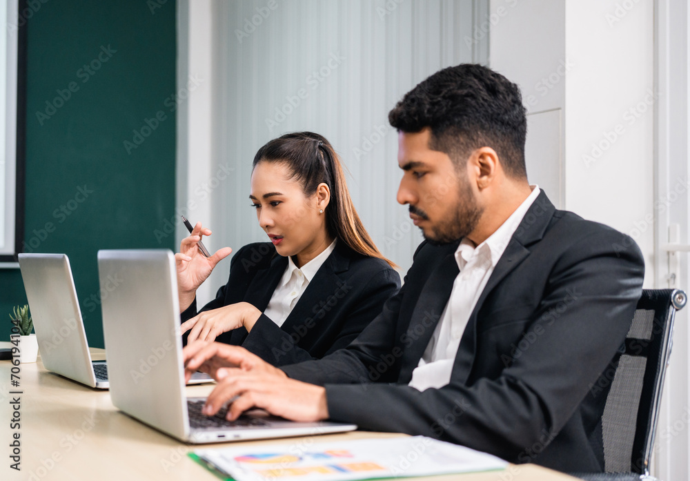 Asian business people team analyzing statistics financial. Team of businesspeople Meeting Conference Discussion Corporate Concept in office. Asian business people team analyzing statistics financial. Team of businesspeople Meeting Conference Discussion Corporate Concept in office.