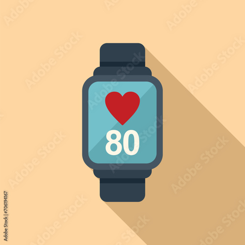 Smartwatch heart rate icon flat vector. Man pain disease. People person