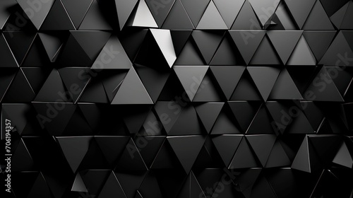  a black and white photo of a wall made up of many different shapes and sizes of cubes and triangles.