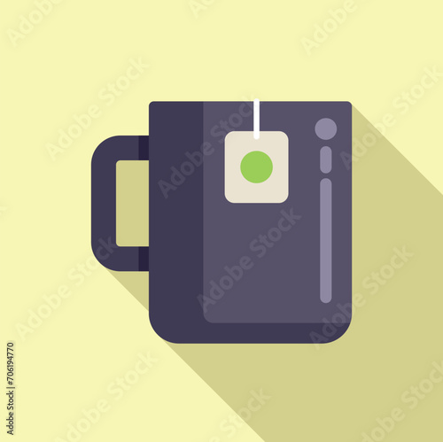 Relax tea mug icon flat vector. Man heart disease. Person sick drink
