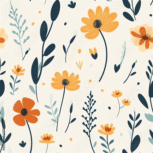 Seamless pattern :Yellow flowers and botanical pattern
