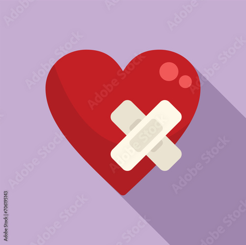 Sick heart person icon flat vector. Pain impact. Unhealthy palpitating impact