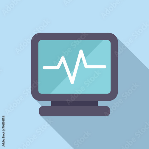 Hospital heart monitor icon flat vector. Anatomy fear. Body female health