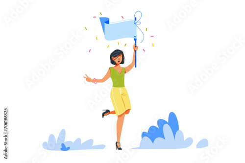 Celebrating Woman with Flag