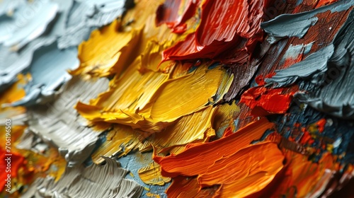  a close up of a paintbrush with multiple colors of paint on it's side and the paint chippings off of the top of the paint.