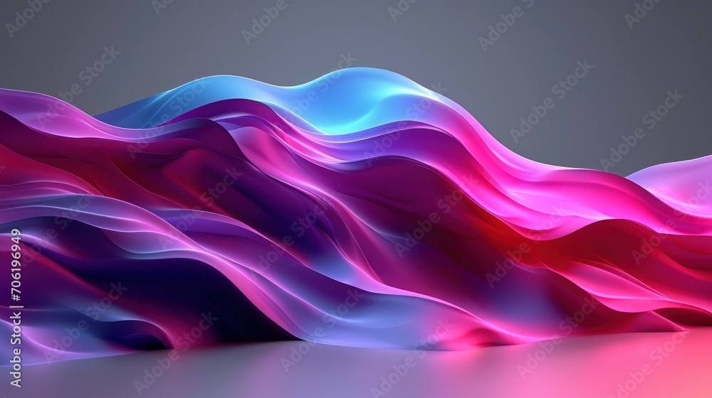 a computer generated image of a wave of pink, blue, and purple on a gray background with room for text. a computer generated image of a wave of pink, blue, and purple on a gray background with room for text.