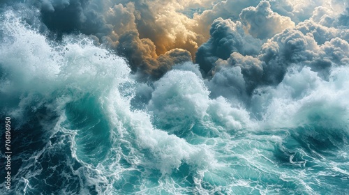  a large body of water with a lot of clouds in the sky and a boat in the water at the bottom of the picture.