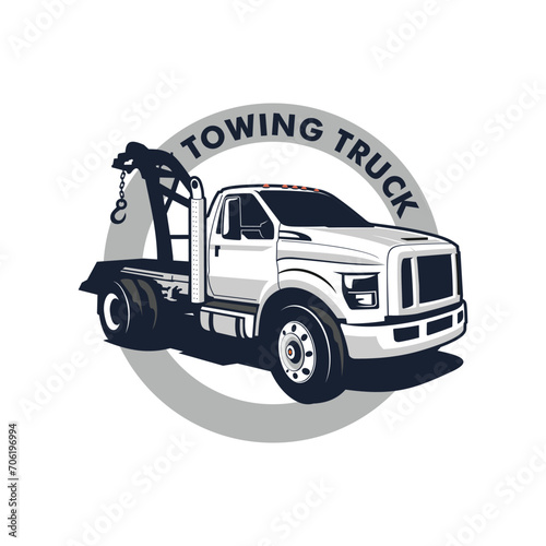 car illustration truck vector towing truck  service car logo design