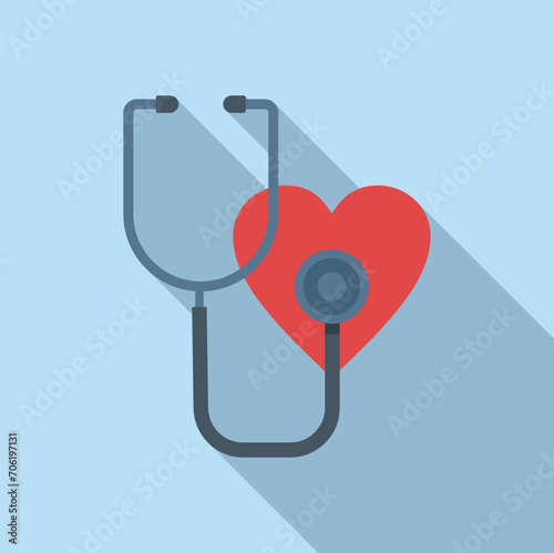 Heart rate stethoscope icon flat vector. Event disease man. Health effect