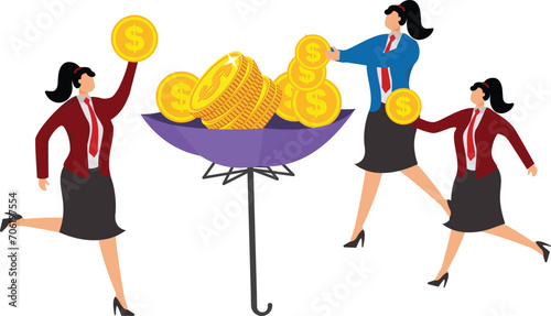 Sharing, Currency, Cloud Computing, Rain, Wealth, Businesswoman