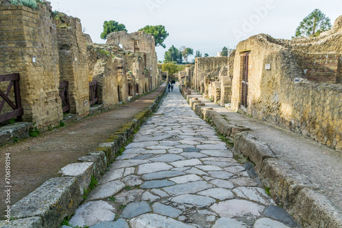Roman street in Herculaneum, Italy photo