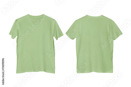 Unisex Plain Leaf V-Neck Short Sleeve T-Shirt with Transparent Background
