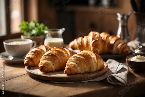 croissants on a wooden table