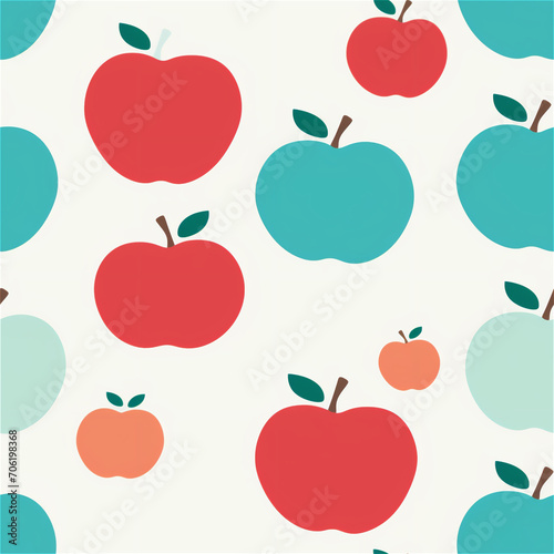 Seamless pattern :Simple red and blue apple pattern
