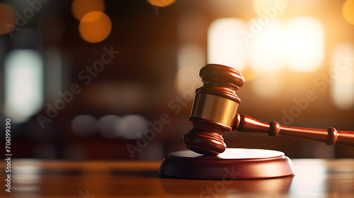 Legal law concept image gavel bokeh.law and authority lawyer concept, judgment gavel hammer in court courtroom for crime judgment legislation and judicial .., photo
