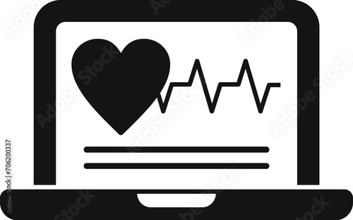 Heart rate laptop icon simple vector. Palpitating aid attack. Control man
