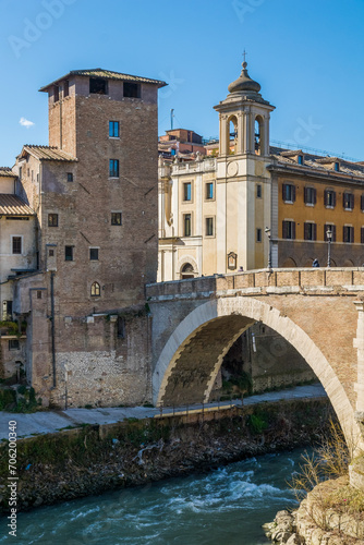 Tiberina island in Rome, Italy
