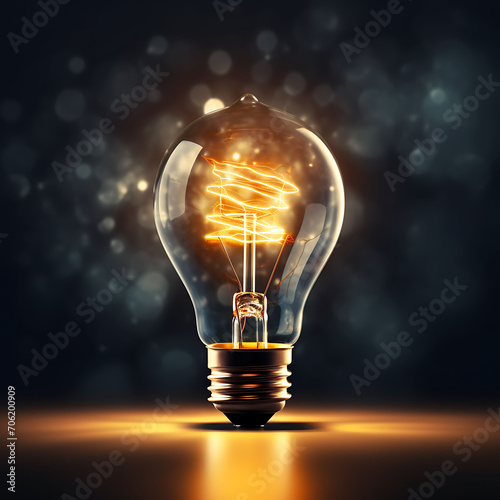 One of Lightbulb glowing among shutdown light bulb in dark area with copy space for creative thinking , problem solving solution and outstanding concept by 4k