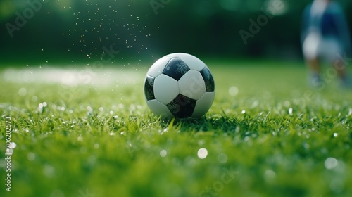 Athlete in Action. Soccer Player Dribbling Ball Close-Up
