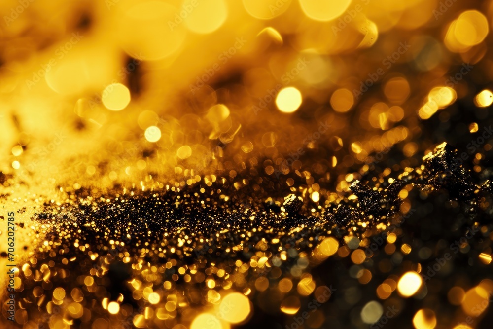 a close up of a yellow and black background with lots of small circles of gold flecks on it. a close up of a yellow and black background with lots of small circles of gold flecks on it.